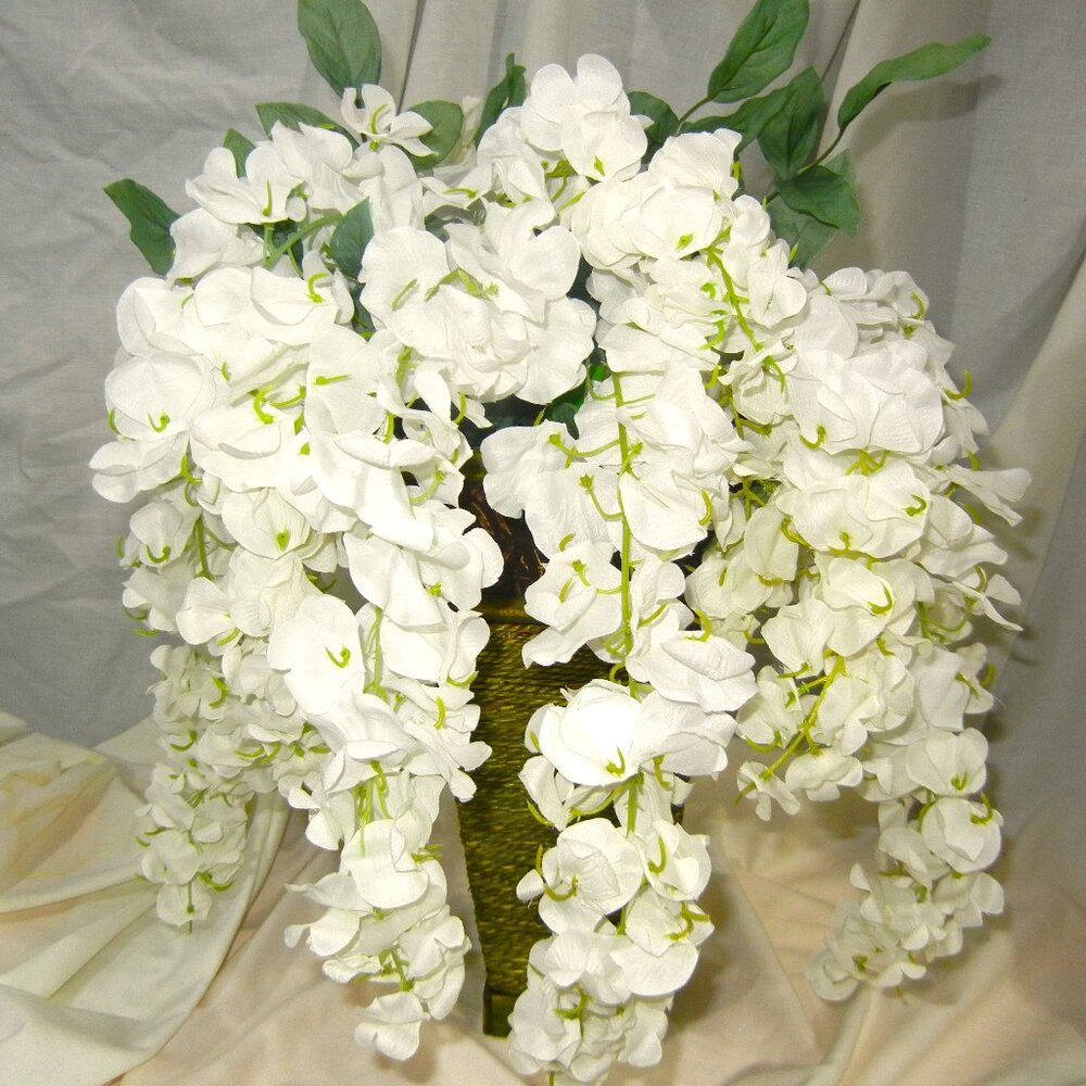 Ashland Artificial WHITE WISTERIA Flowers  FOUR BUNCHES w/9 Branches Each NWT